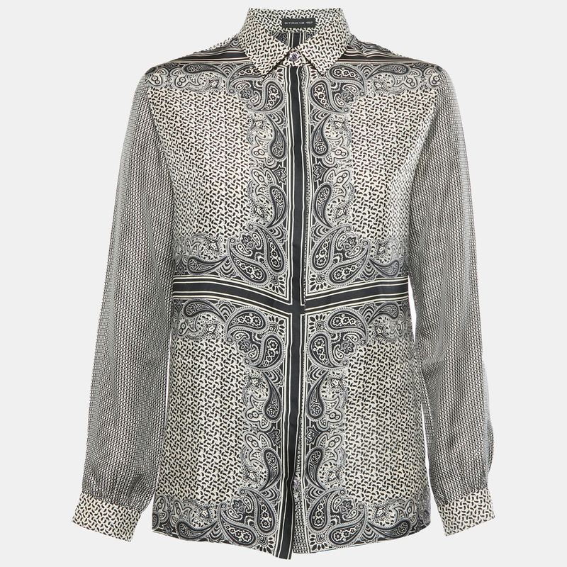 Etro Black/White Paisley Print Silk Shirt M